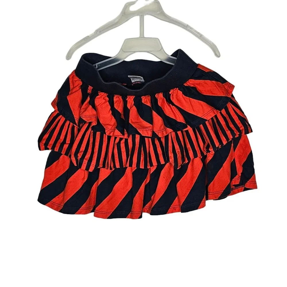 Gymboree Size 8 Prep Perfect Orange‎ Blue Striped Ruffle Skirt
